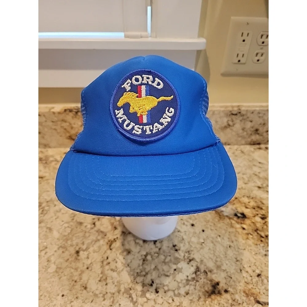 Vintage Ford Mustang Patch Trucker Hat Cap Foam Mesh Back Snapback